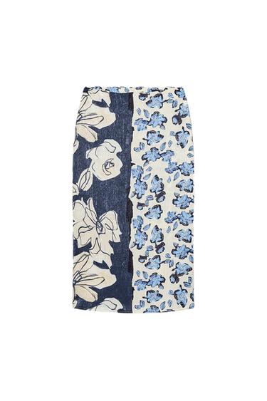 PRINTED SATIN MIDI SKIRT