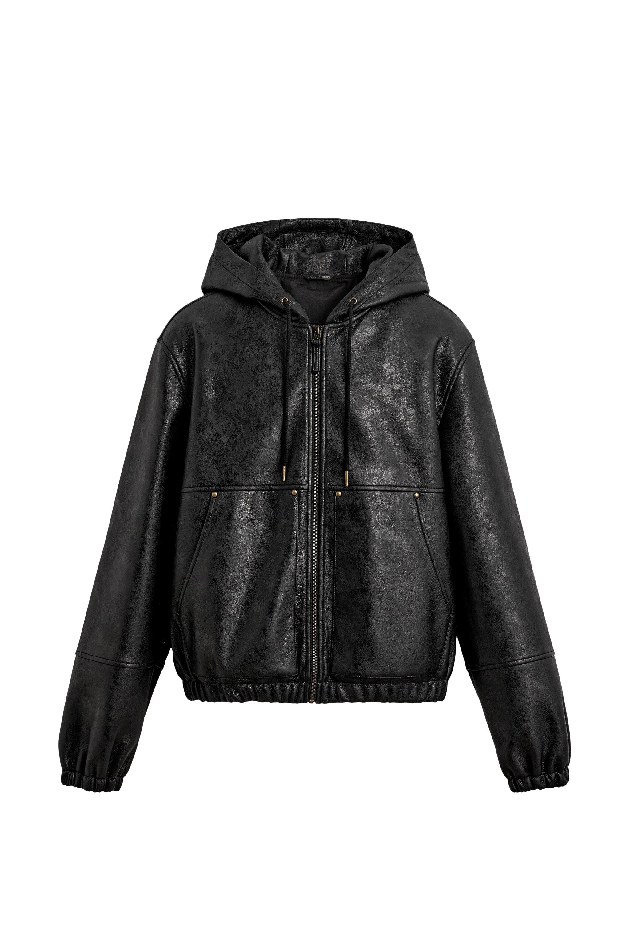LEATHER EFFECT HOODIE JACKET - Black | ZARA South Africa