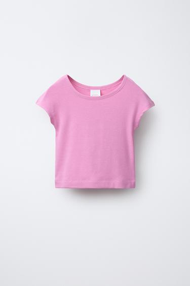 Zara T-SHIRT WITH COTTON AND MODAL - Pink