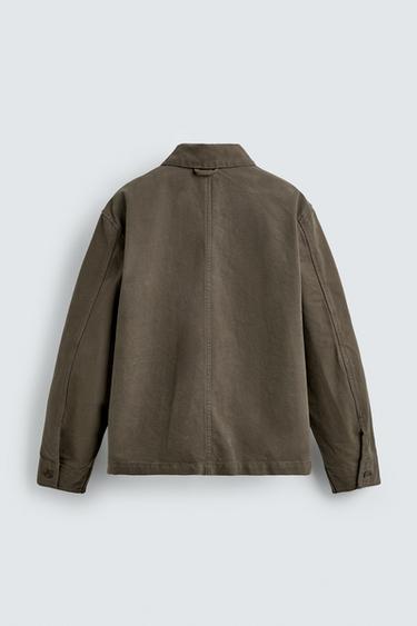 SURCHEMISE RELAXED FIT EN TOILE DÉLAVÉE - Marron / Taupe de Zara - Image 8