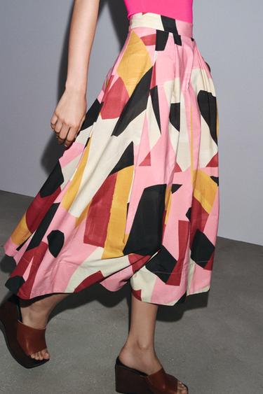 FALDA MIDI ESTAMPADA ZW COLLECTION - Multicolor de Zara