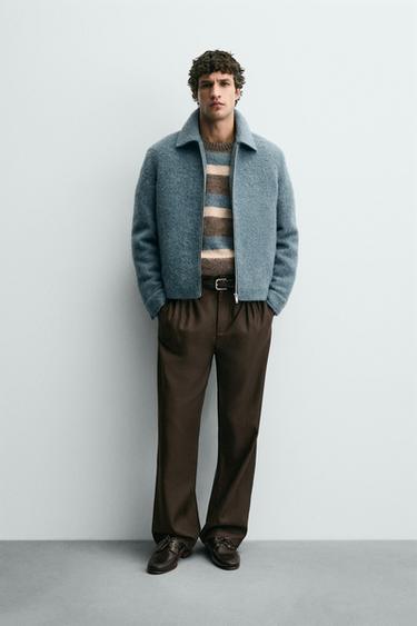 جاكيت قميصي منجد بسحاب - أزرق فاتح الخاص بـ Zara