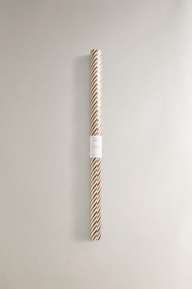 GESCHENKPAPIER GESTREIFT GLÄNZEND WEIHNACHTEN - Bunt von Zara - Bild 0