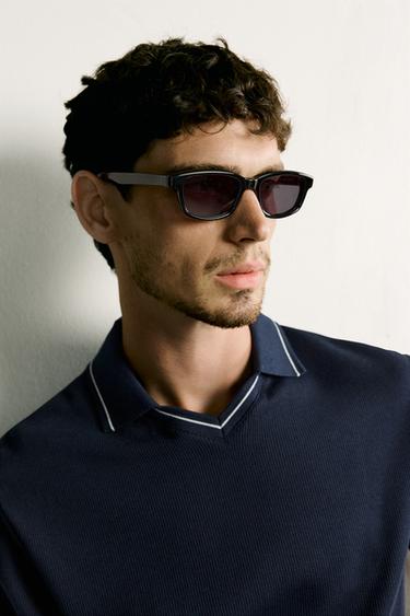 ПОЛО REGULAR FIT С КОНТРАСТНОЙ ОТДЕЛКОЙ — МОРСКОЙ СИНИЙ от Zara