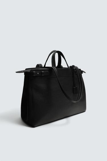 LEATHER TOTE BAG - Black by Zara - Image 3