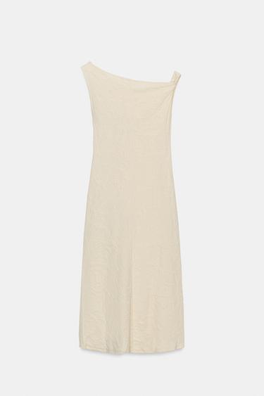 ROBE EN JACQUARD À PLIS - Écru de Zara - Image 6