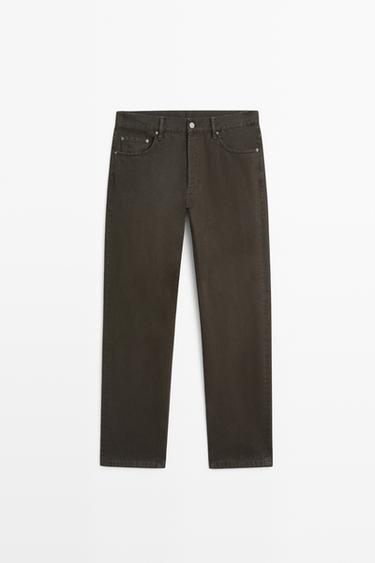 Tapered fit denim-effect pants — Chocolate 1