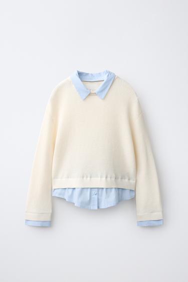 STRICKPULLOVER MIT ABNEHMBAREM KRAGEN - Cremefarben von Zara - Bild 0
