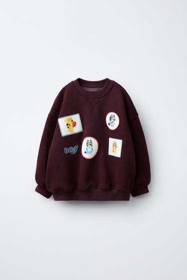 SWEATSHIRT MED BLUEY © LUDO STUDIO-PATCHES - Mørk Aubergine fra Zara
