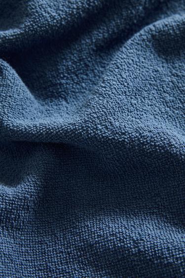 FRINGED COTTON BEACH TOWEL - Mid-blue by Zara