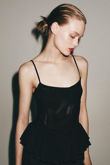 CORSET TULLE À VOLANTS - Noir de Zara - Image 4