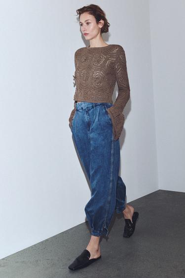 SUÉTER DE TRICÔ COM FLORES - Marrom / Toupeira da Zara - Imagem 0