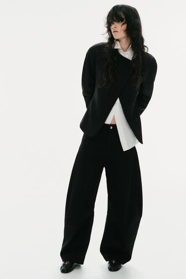 Zara 蓬鬆感雙排扣西裝外套 - 黑色 - 圖片 0