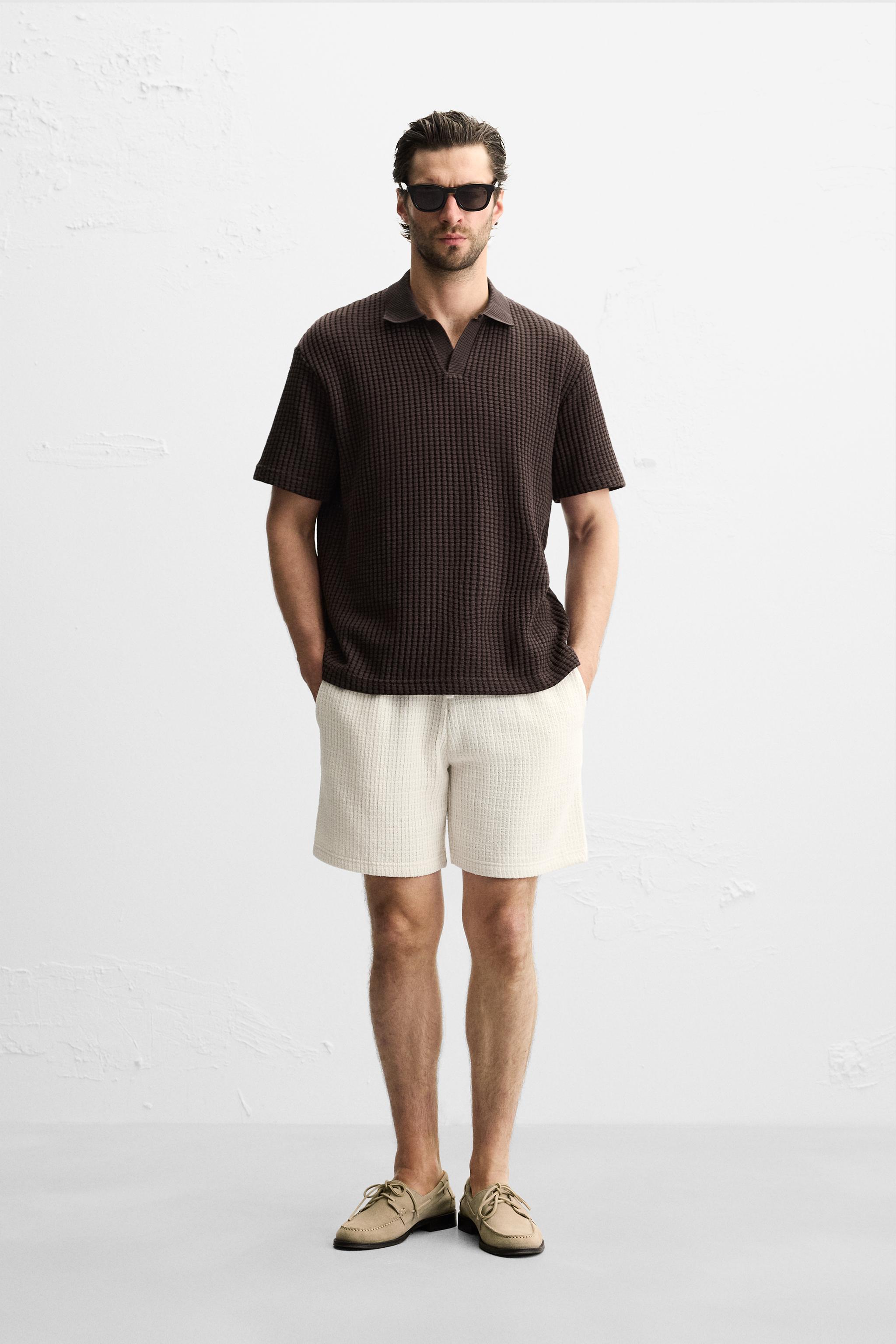 TEXTURED JOGGER SHORTS - Ecru | ZARA Canada