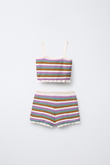 3-6 ANS/ ENSEMBLE EN MAILLE RAYURES CROCHET - Écru de Zara - Image 1
