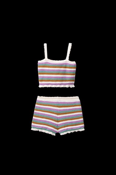 3-6 YEARS/ STRIPED CROCHET KNIT SET - Ecru by Zara