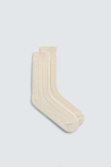 CHAUSSETTES CÔTELÉES EN MÉLANGE DE LAINE AARON LEVINE X ZARA - Écru de Zara