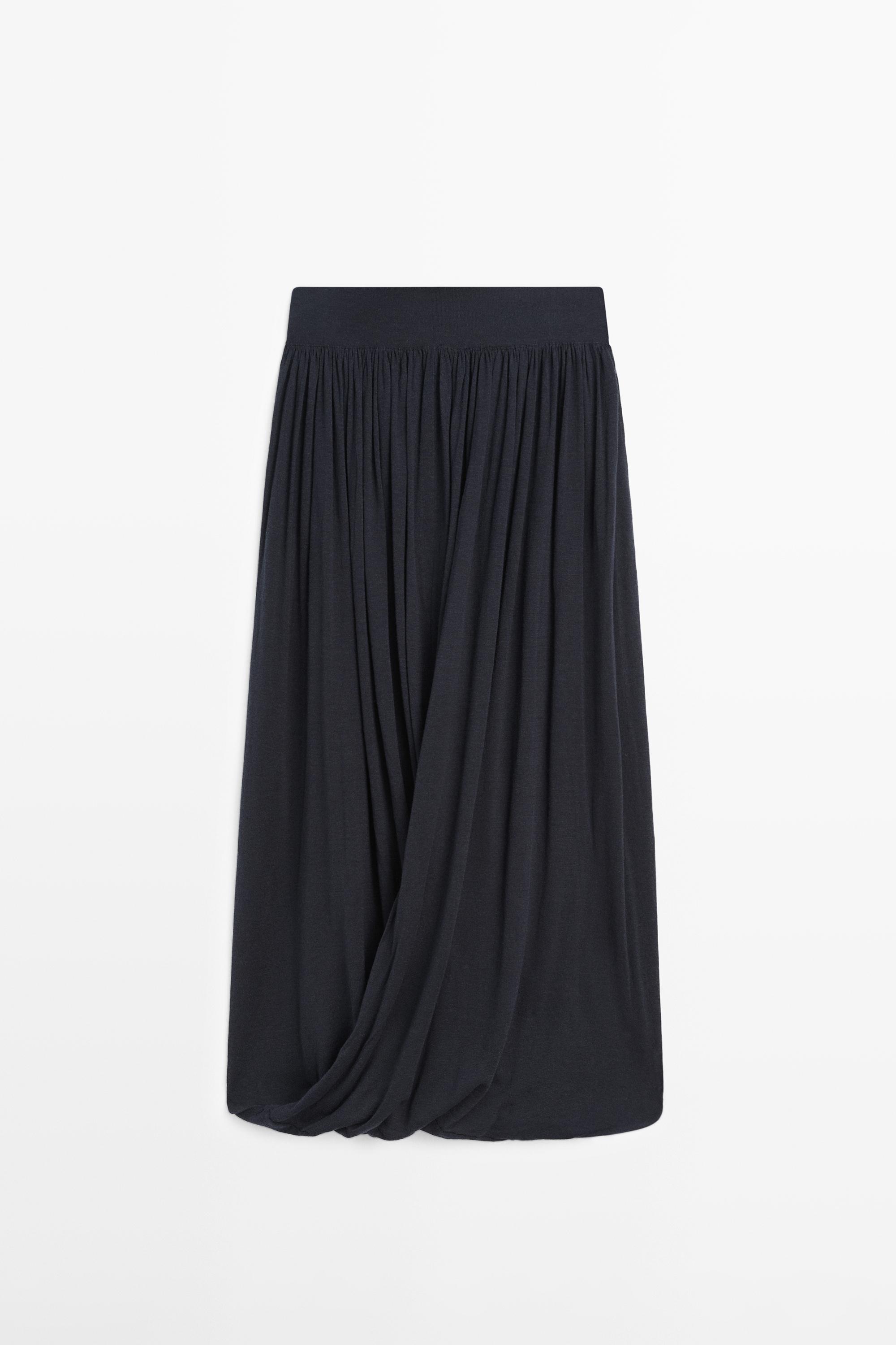 Draped balloon midi skirt - Navy blue | ZARA United States
