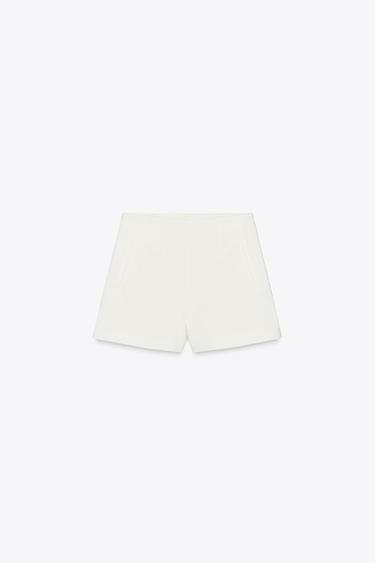 HIGH-WAIST BERMUDA SHORTS - White by Zara - Image 4