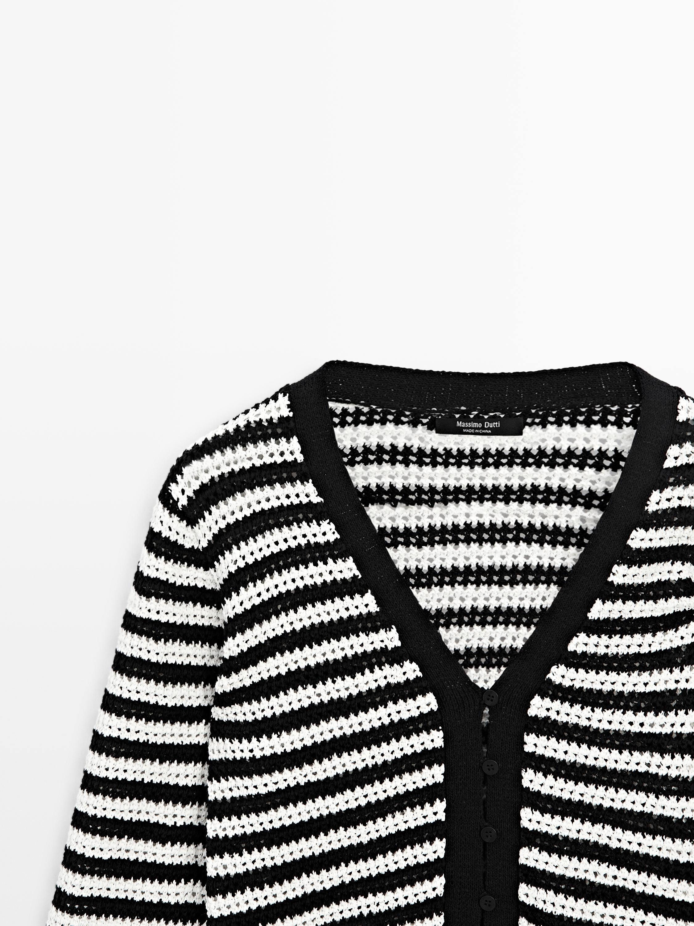 Cardigan en maille à rayures