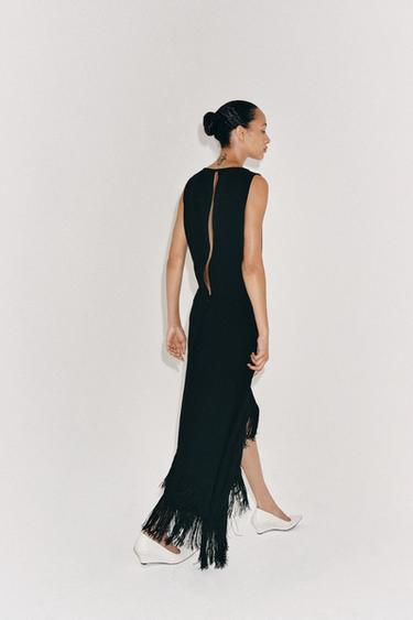 ROBE ASYMÉTRIQUE À FRANGES ZW COLLECTION - Noir de Zara - Image 5