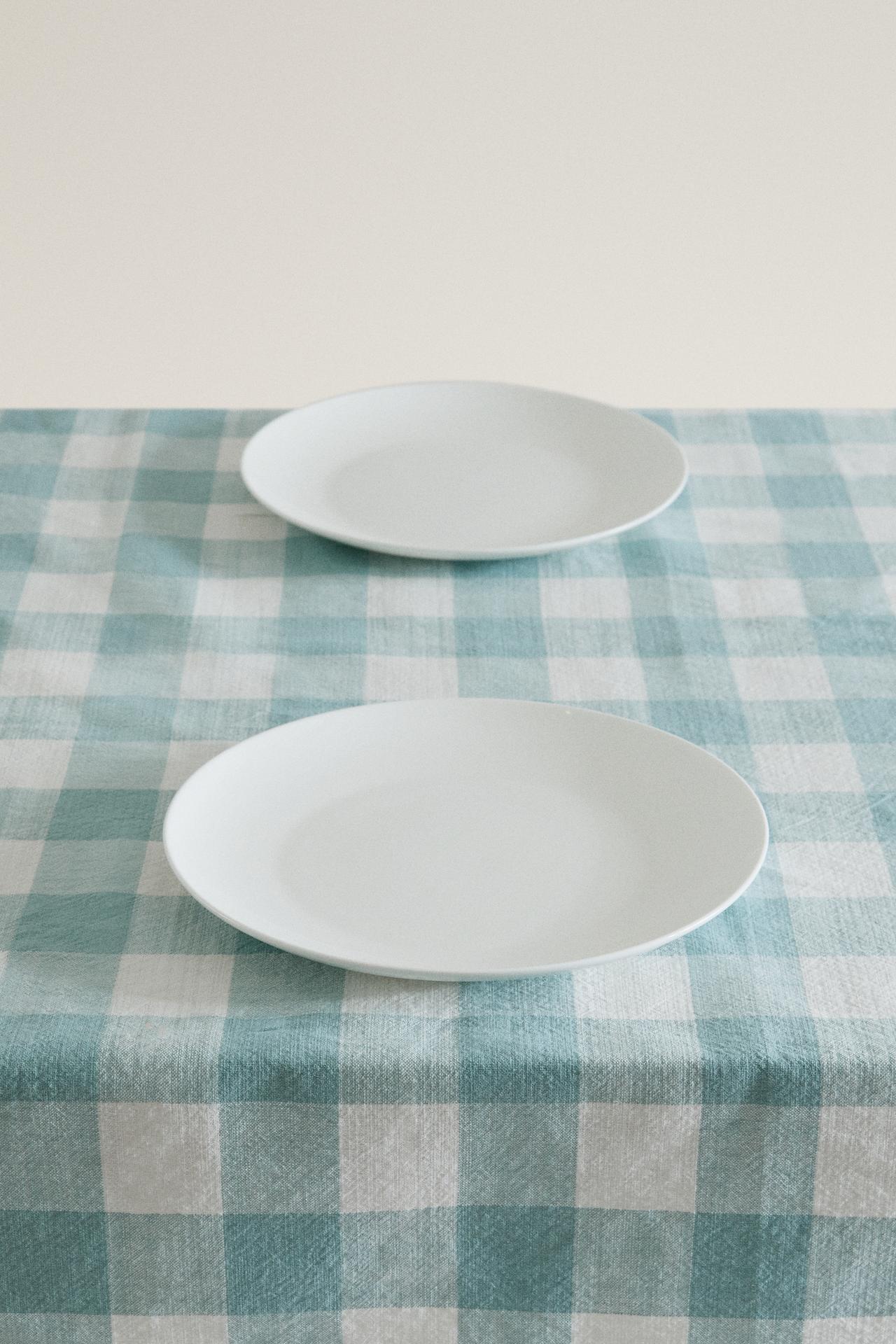 CHECK COTTON TABLECLOTH — Blue