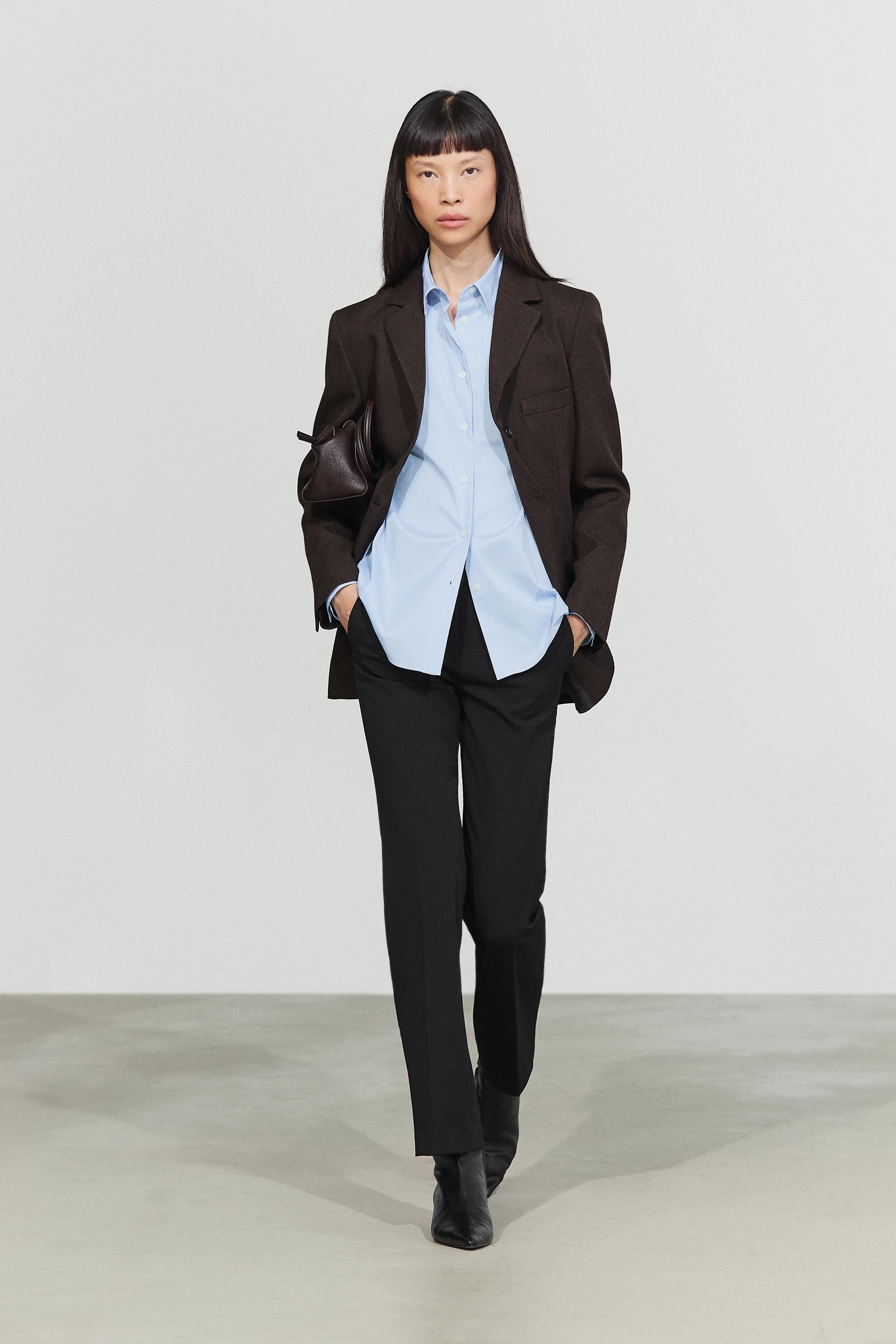 Striped stretch poplin shirt