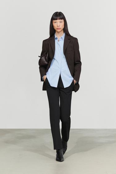 Striped stretch poplin shirt — Sky blue 1