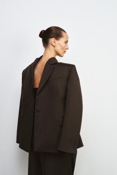 DOUBLE-BREASTED BLAZER ZW COLLECTION - Dark brown by Zara - Image 4
