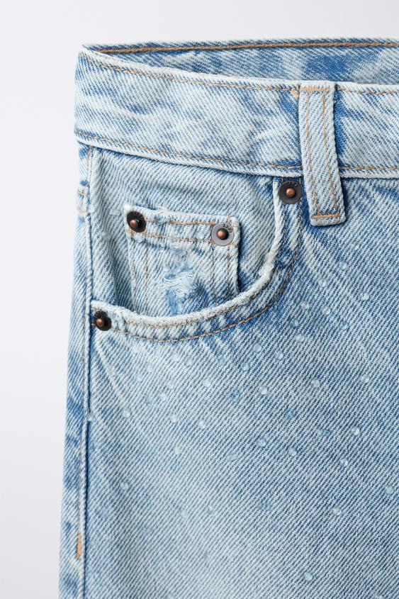 JEANS DROIT STRASS - Bleu de Zara - Image 3