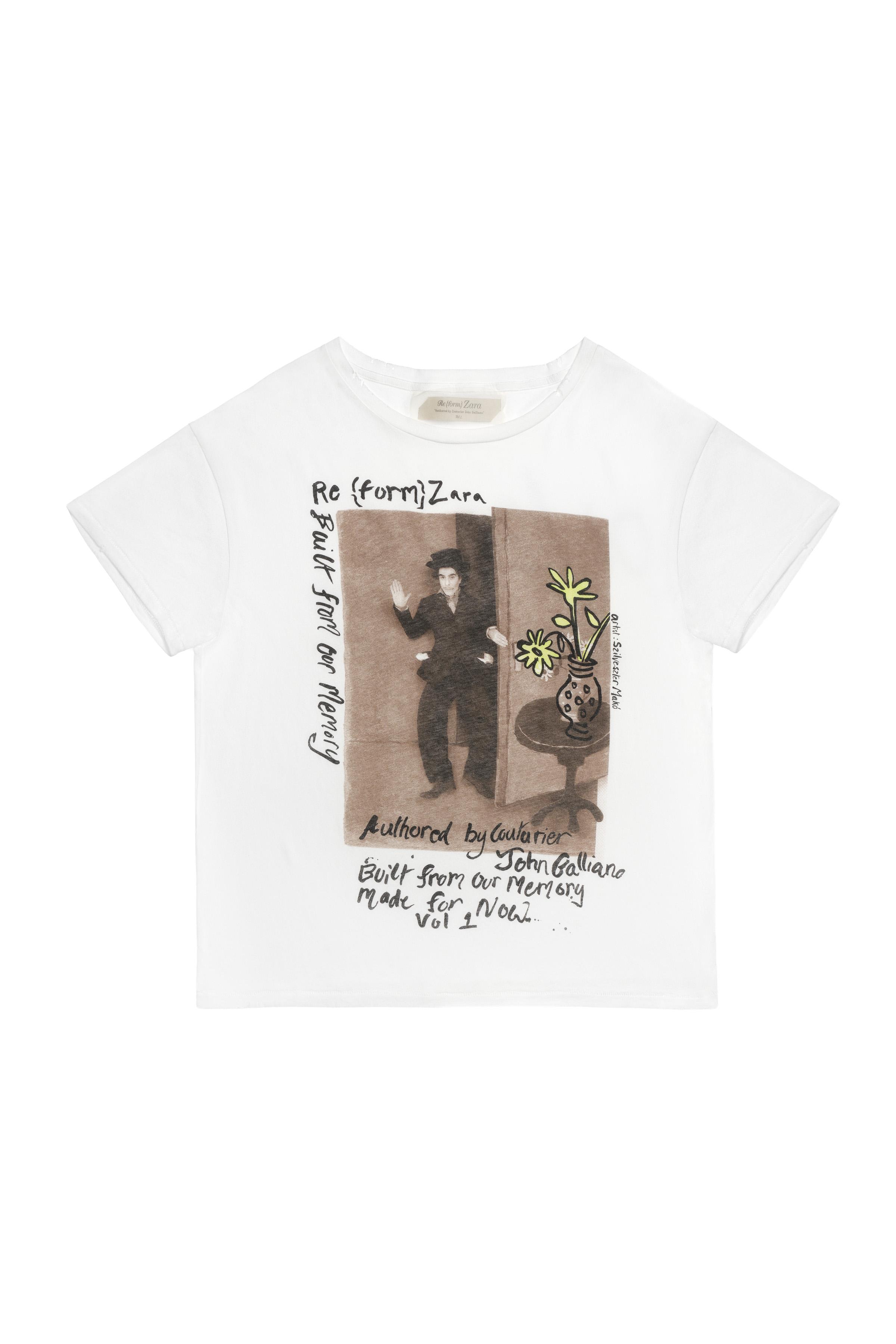 LIMITED EDITION クロップドフィットグラフィックTシャツ - 青色/白色