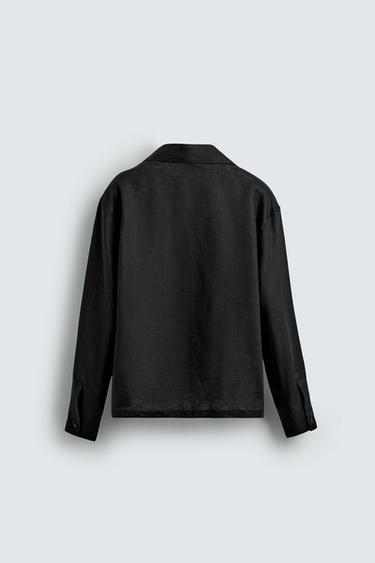 CHEMISE 100 % LIN - Noir de Zara - Image 7