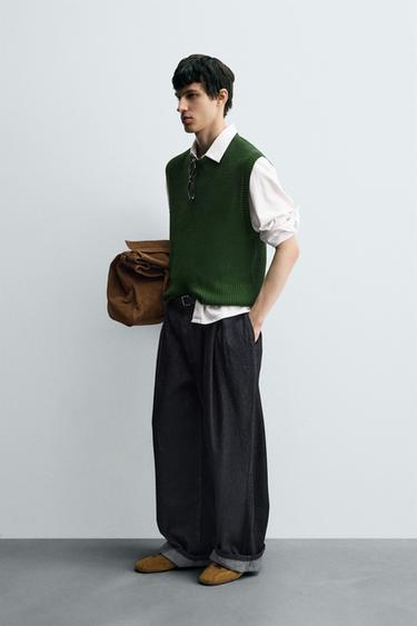 GILET EN MAILLE MÉLANGE VISCOSE - Vert de Zara - Image 3