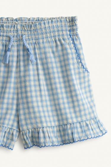 LIMITED EDITION EMBROIDERED CHECK BERMUDA SHORTS - Blue/White by Zara - Image 6
