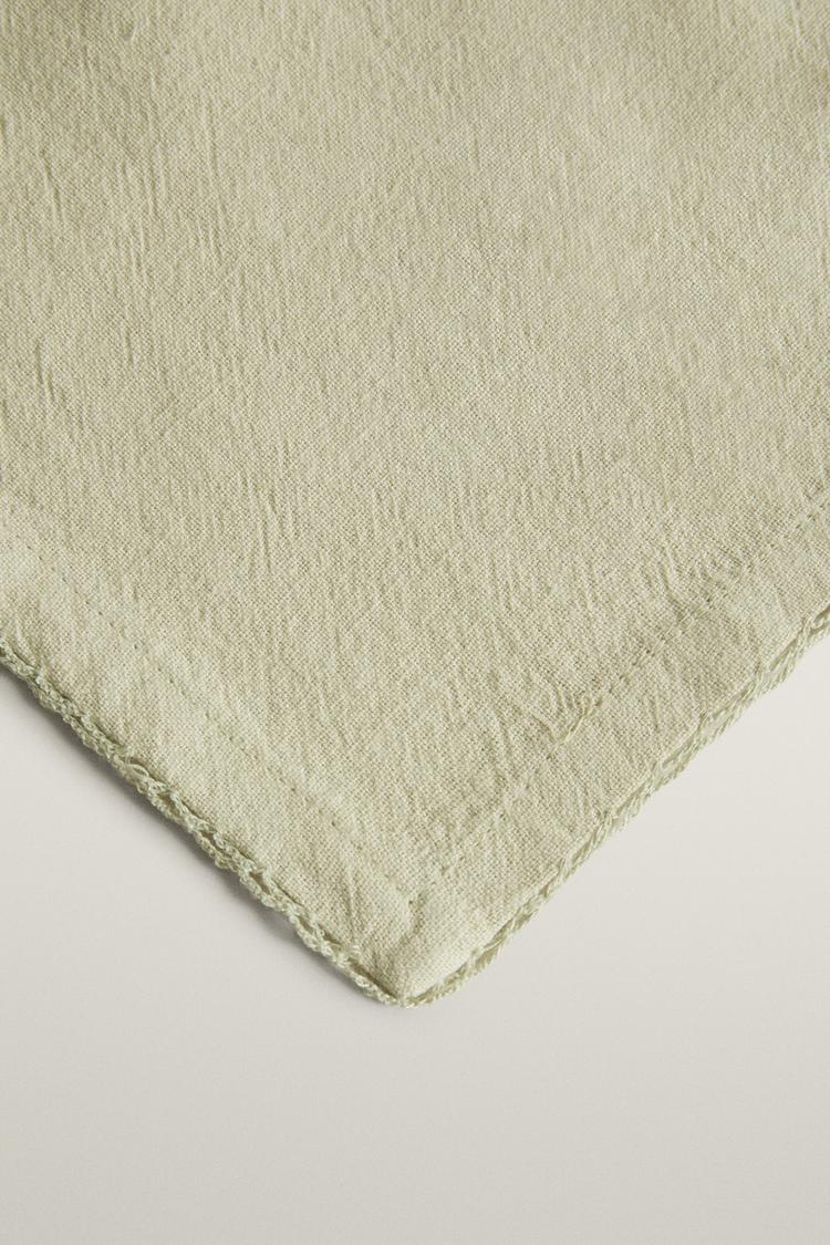 SET OF YARN-DYED NAPKINS WITH PICOT DETAIL (SET OF 2) — Greenish