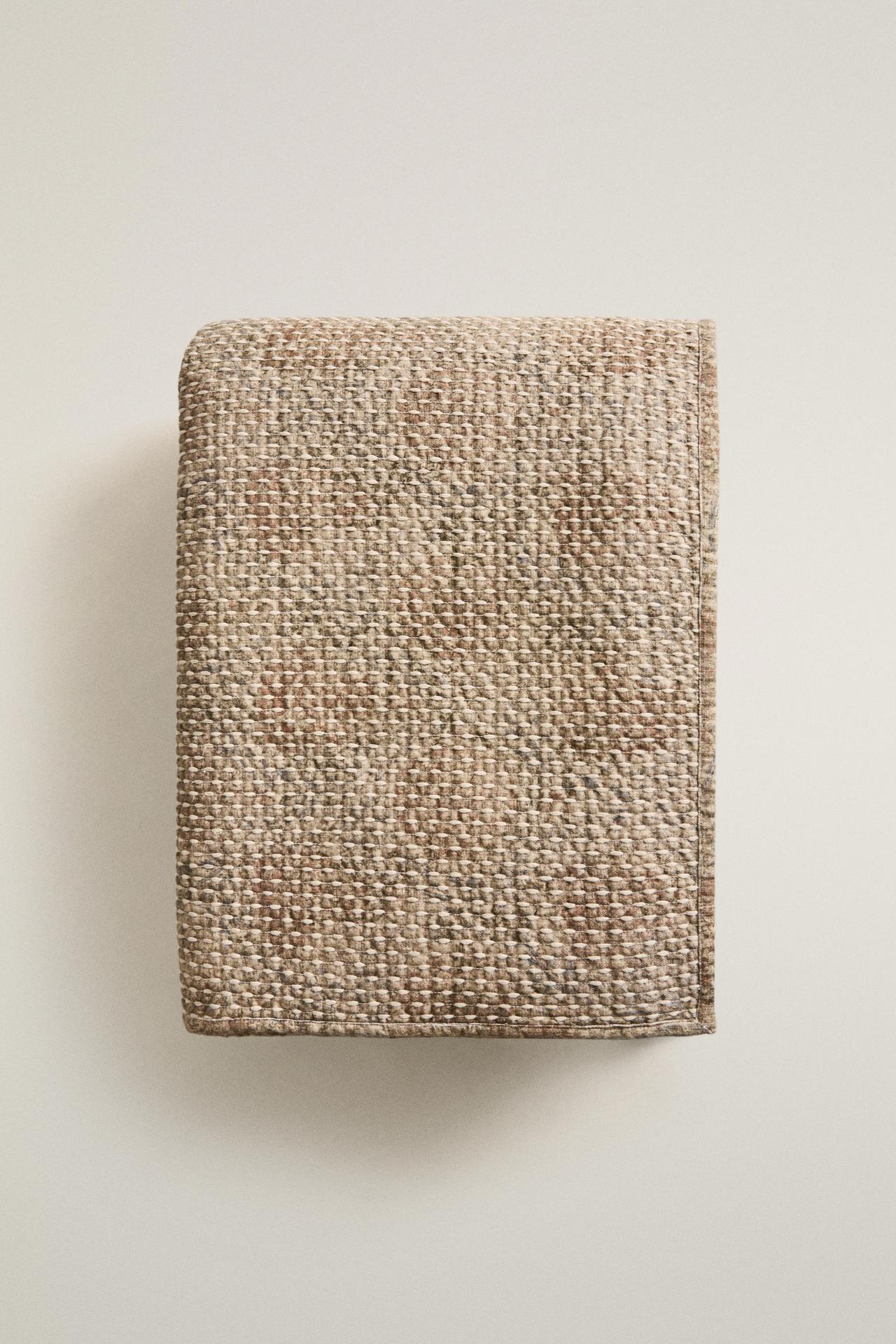 TEXTURED BLANKET — Light beige