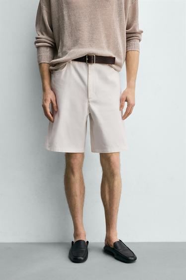 RELAXED FIT BERMUDA SHORTS - White by Zara