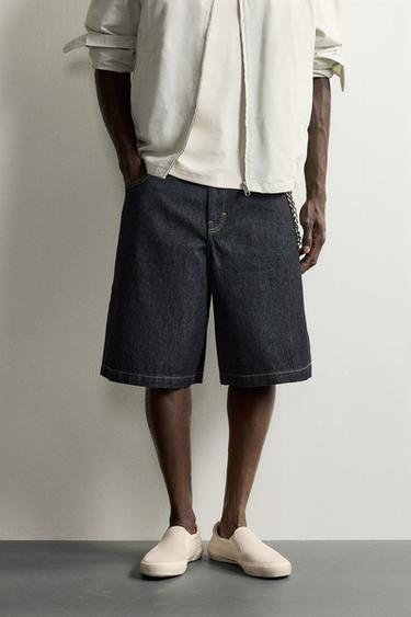 JORTS DENIM RELAXED FIT CADENA - Azul de Zara