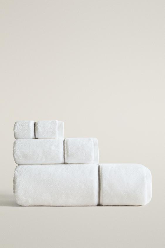 Zara SCALLOPED EMBROIDERED BATH TOWEL - Anthracite grey - Image 0