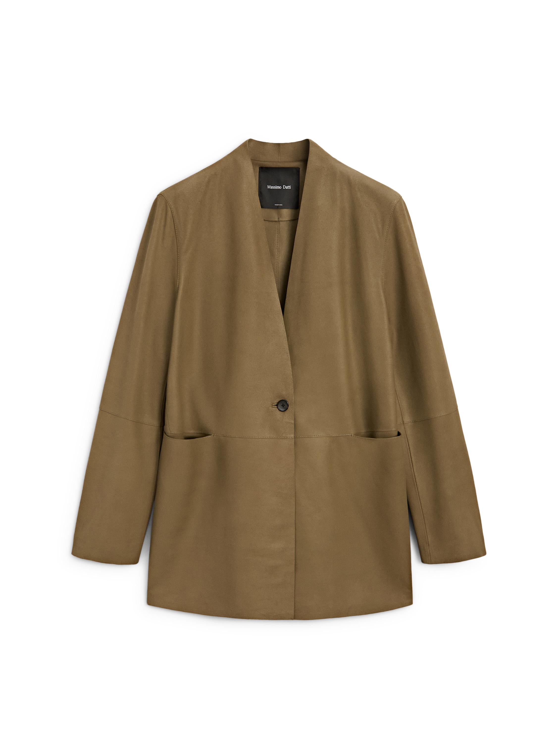 100% suede leather blazer with button detail - STUDIO