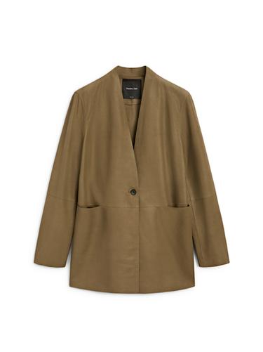 Blazer détail bouton en cuir daim - STUDIO - Kaki de Zara