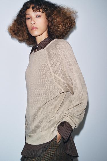 RUSTIC LONG SLEEVE JUMPER - Sand by Zara