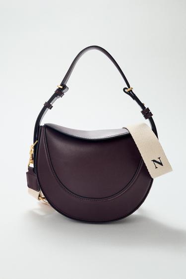 Zara FLAP CROSSBODY BAG - Burgundy Red
