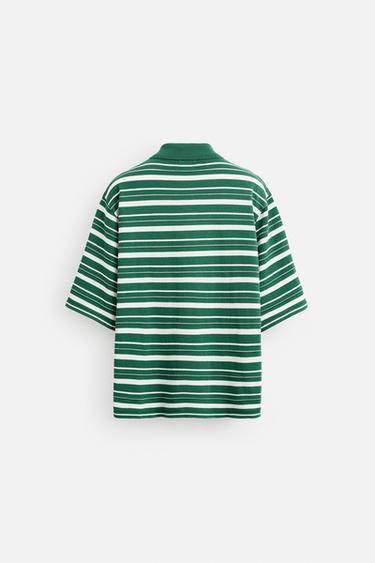 POLO EN MAILLE TEXTURÉE RAYURES - Vert de Zara - Image 7