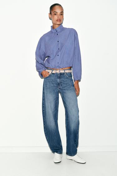 Zara PLAID BALLOON SHIRT - Bluish - Image 0