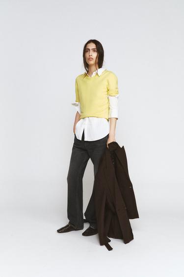 100% WOOL SHORT SLEEVE JUMPER - Yellow by Zara