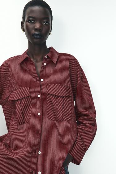 CAMISA BOLSILLOS SOLAPA - Granate de Zara