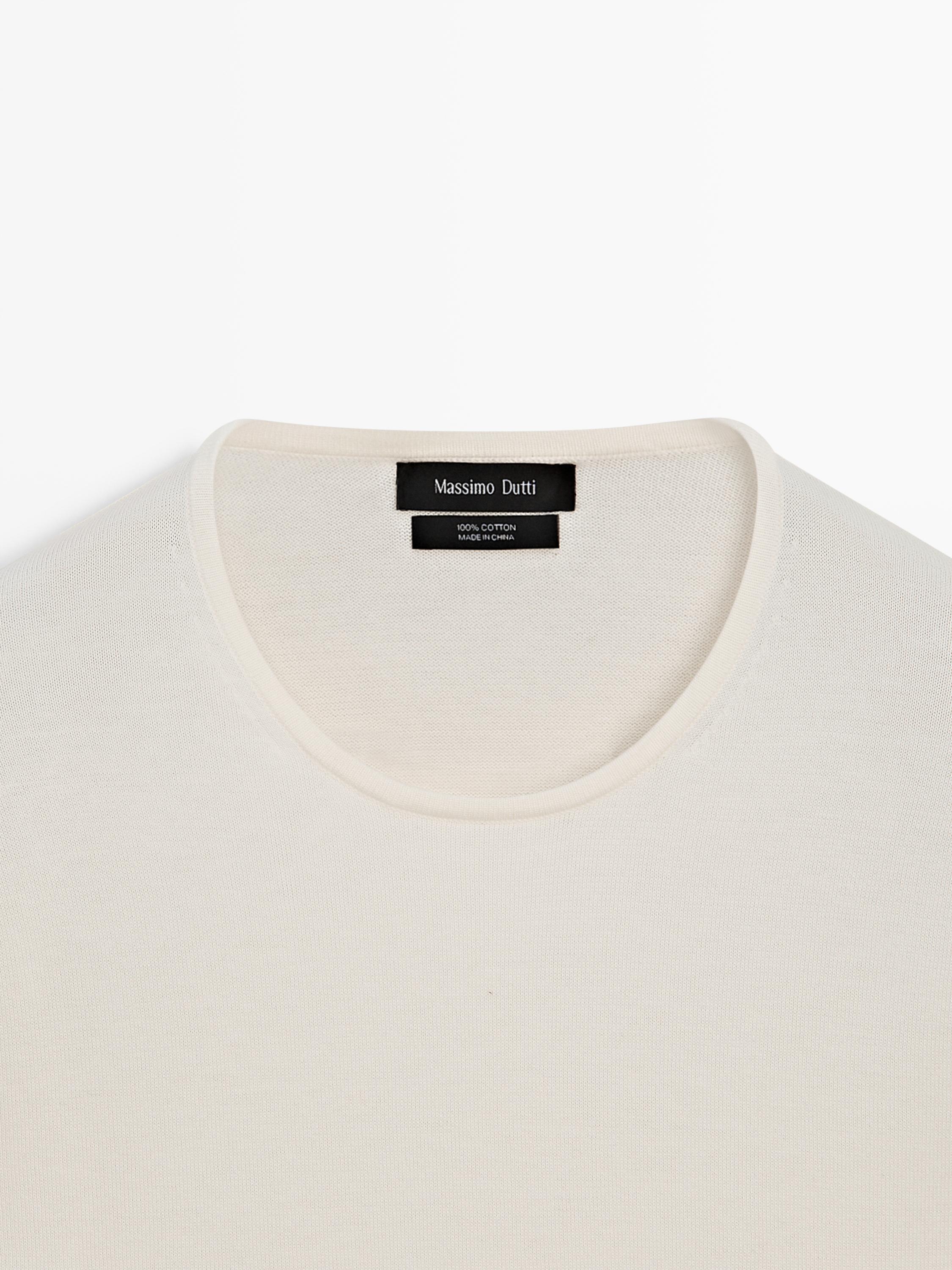 Knit 100% cotton crew neck sweater