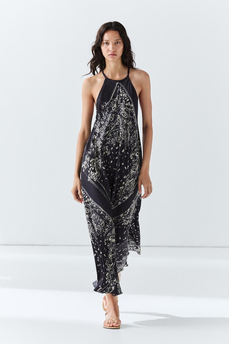 Long flowing paisley halter dress — 045