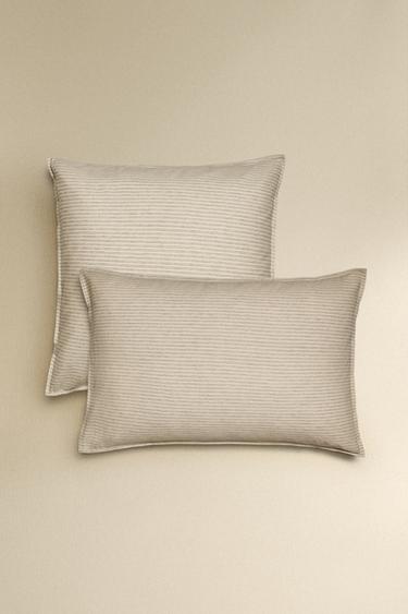 DYED THREAD STRIPED PILLOWCASE - Grey / Beige by Zara - Image 0
